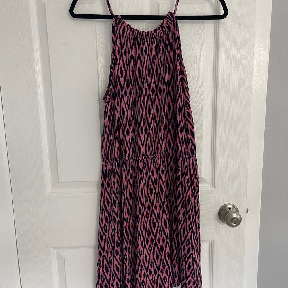 Blousant waste high neck dress